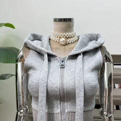 Hooded Sleeveless Patchwork A-line Pleated Mini Dress