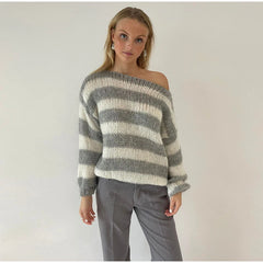 Striped Crew Neck Knit Sweater