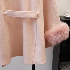 Bowknot Knitted Cape Short Coat