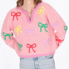 Bow Embroidery Sweater