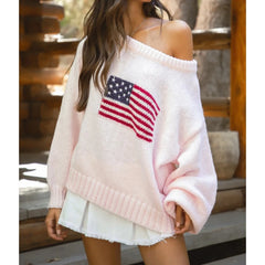 American Flag Knit Sweatshirt