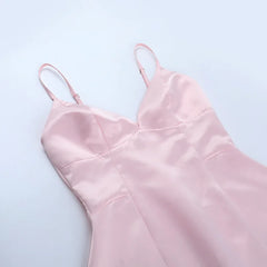 Satin V-neck Strap Mini Dress
