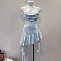 Satin Asymmetrical Ruffle Hem Night Dress