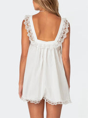 Ruffle Bow Tie Babydoll Mini Dress