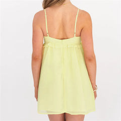 Yellow Tie Back Babydoll Mini Dress