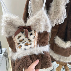 Brown Plush 3 Piece Pajama Set