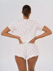 Printed Crop Top And Shorts Sleepwear Set