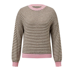 Striped Round Neck Mohair Sweater