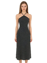 Black Polka Dot Halter Neck Midi Dress