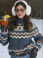 Turtleneck Jacquard Print Sweater