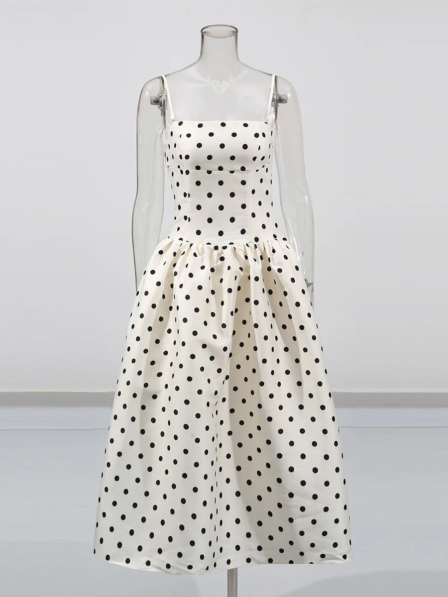 white satin polka dot dress Black-White Sweetheart A Line Polka Dots Satin Long Formal Prom Dresses With Bow, Black-White / 14