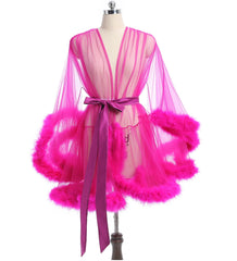 Short Feather Robe Dressing Gown