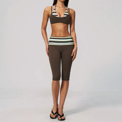 Printed Patchwork Crop Top And Leggings Set