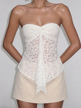 White Lace Jacquard Strapless Top