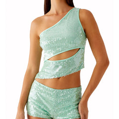 One Shoulder Sequin Tank Top