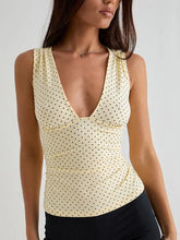 Polka Dot Sleeveless V-Neck Tank Top