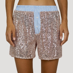 Sequined Patchwork Pyjama Shorts