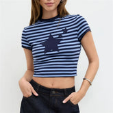 Striped Star Crop Top