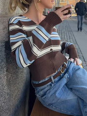 Striped Knit Sweater Cardigan