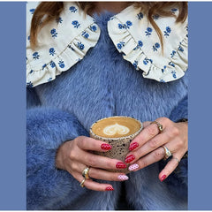 Ruffled Peter Pan Collar Fur Coat