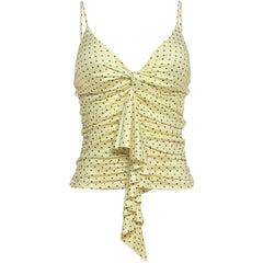 Yellow Polka Dot Ruffled Tank Top
