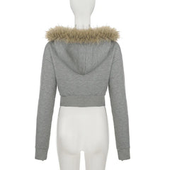 Furr Trim Crop Hoodie