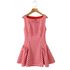 Gingham Plaid Mini Sleeveless Dress