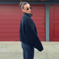 Bear Pattern High Collar Fleece Sweater