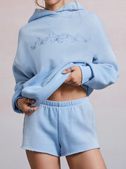 Butterfly Embroidered Hooded Sweatshirt