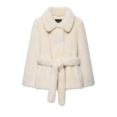 Belt Faux Fur Coat