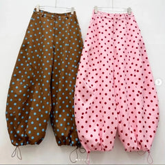 Polka Dots Print High Waist Wide Leg Barrel Jeans