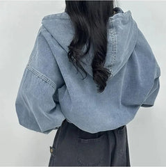 Dual Zip Denim Hooded Jacket