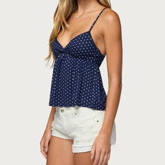 Blue Polka Dot Babydoll Top