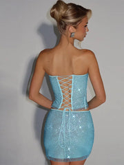 Sequin Layered Cami Top And Mini Skirt Set