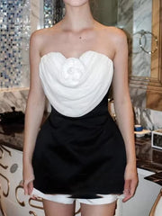 Heart Draped Strapless Mini Dress