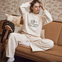 Letter Print Sweatshirt And Pants Set