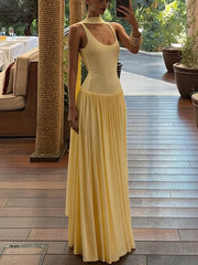 Tank Pleated Hem Maxi Dress With Scarf