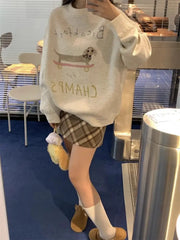 Cartoon Puppy Breakfast Printed Sweatshirt