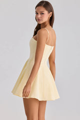 Spaghetti Strap Pleated Hem Mini A-line Dress