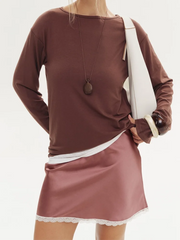 Satin Bow Lace Mini Skirt - Streetwear Slim Fit