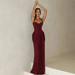 Bandage Waist Tie Halter Maxi Dress
