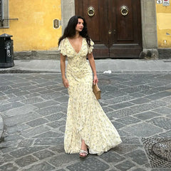 Short Sleeve Floral Print Tie Up Midi Dress