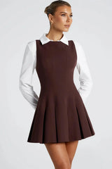A-line Pleated Open Back Mini Dress