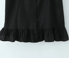 Front Button Ruffle Hem A-line Mini Dress