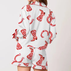 Bow/Boots Print Loungewear Pajama Set