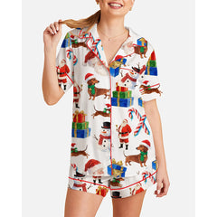 Christmas Santa Pets Print Pajamas Set