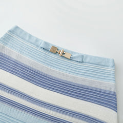 Knit Stripe Crop Top And Mini Skirt Set