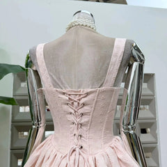 Embroidery Lace-up Crossover Strap Mini Dress