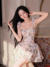 Floral Printed Square Neck Strap Mini Dress