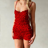 Polka Dot Ruched Cami Top And Shorts Set